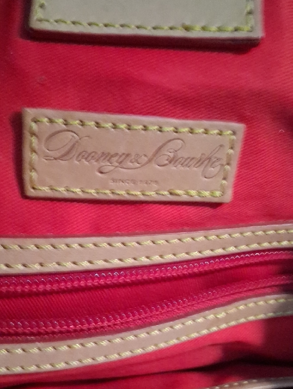 Dooney & Bourke Black Patent Tote with Tan Trim and Heart Charm - Picture 2 of 9